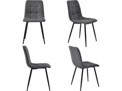 Ensemble Table Et 4 Chaises - Table Noire 120x70cm - Structure En Métal - Chaise En Lin Gris 10 Ensemble Table Et 4 Chaises - Table Noire 120x70cm - Structure En Métal - Chaise En Lin Gris -Magasin de meubles de restaurant ensemble table et chaise 22720941