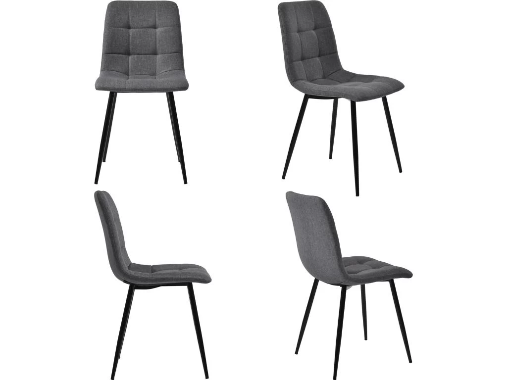 Ensemble Table Et 4 Chaises - Table Noire 120x70cm - Structure En Métal - Chaise En Lin Gris 7 Ensemble Table Et 4 Chaises - Table Noire 120x70cm - Structure En Métal - Chaise En Lin Gris – Image 5