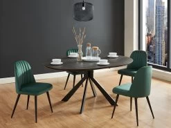 Ensemble Table CLARA + 4 Chaises ELEANA - Anthracite Et Vert