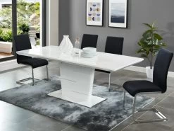 Ensemble Table AMELLE + 4 Chaises LIRICA - Blanc Et Noir