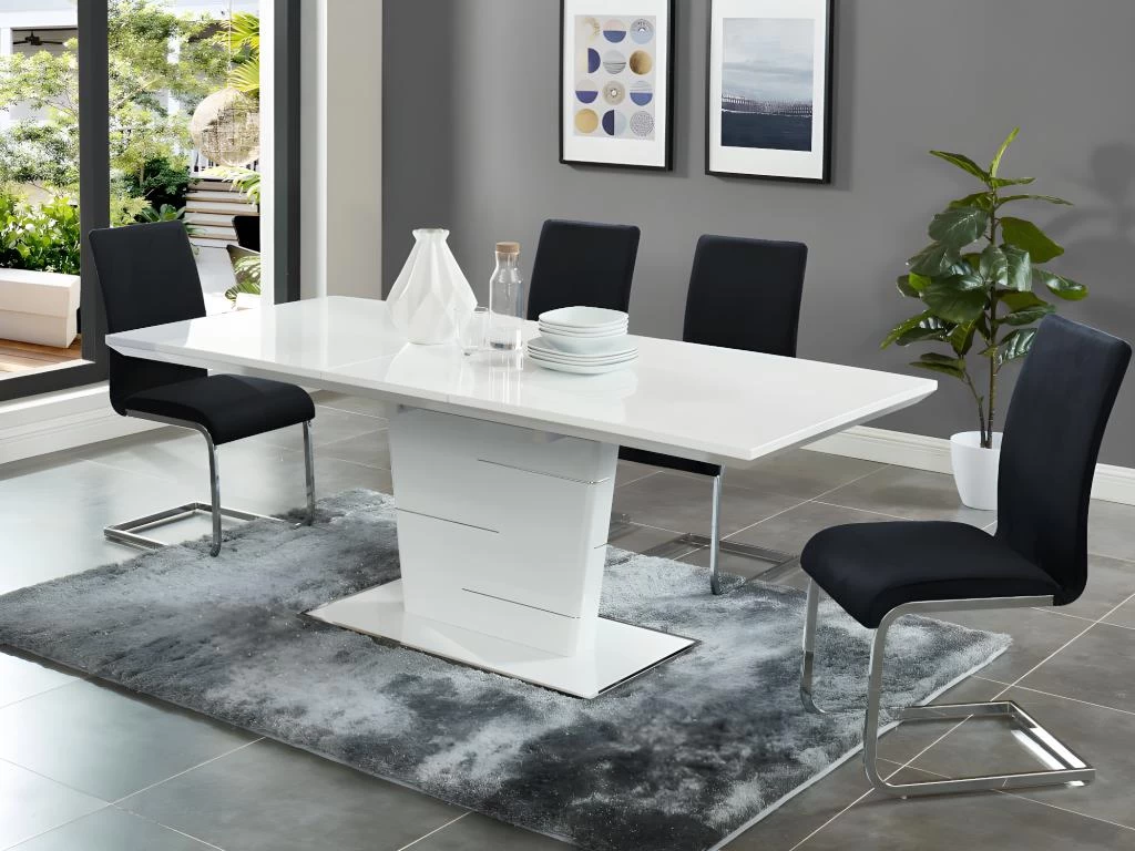 Ensemble Table AMELLE + 4 Chaises LIRICA - Blanc Et Noir 3 Ensemble Table AMELLE + 4 Chaises LIRICA - Blanc Et Noir