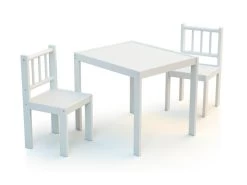 WEBABY - Ensemble 1 Table + 2 Chaises Blanc