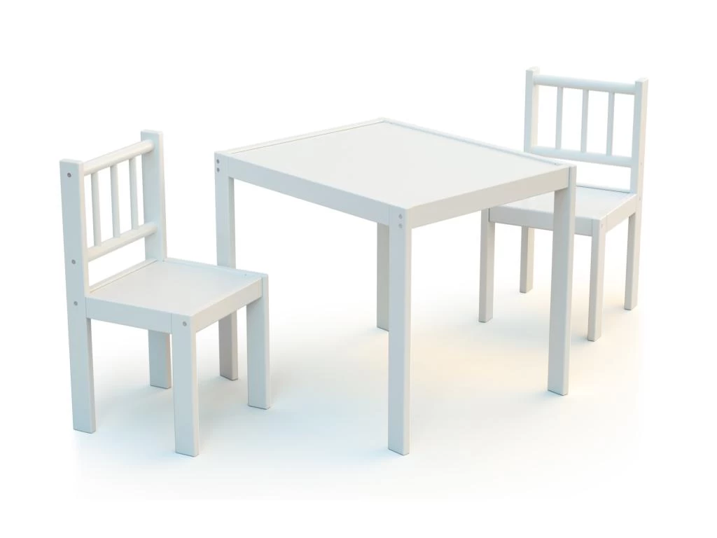 WEBABY - Ensemble 1 Table + 2 Chaises Blanc 3 WEBABY - Ensemble 1 Table + 2 Chaises Blanc