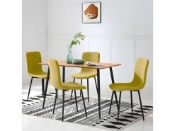 HANOI - Ensemble Table Rectangle 120 Effet Bois + 4 Chaises Jaunes -Magasin de meubles de restaurant ensemble table et chaise 9306321