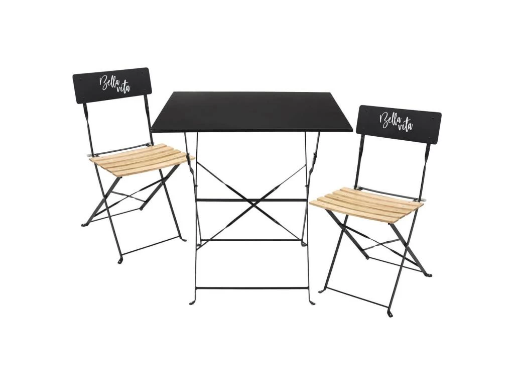 MALAM - Ensemble Table Repas Carrée Pliante + 2 Chaises Pliantes Noires 3 MALAM - Ensemble Table Repas Carrée Pliante + 2 Chaises Pliantes Noires