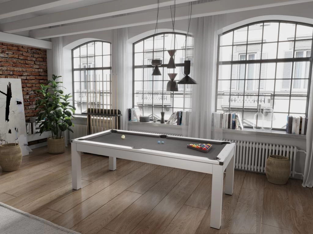 Table Transformable Blanche - Billard & Ping-pong - L182 X L102 X H80 Cm - HENK 4 Table Transformable Blanche - Billard & Ping-pong - L182 X L102 X H80 Cm - HENK – Image 2