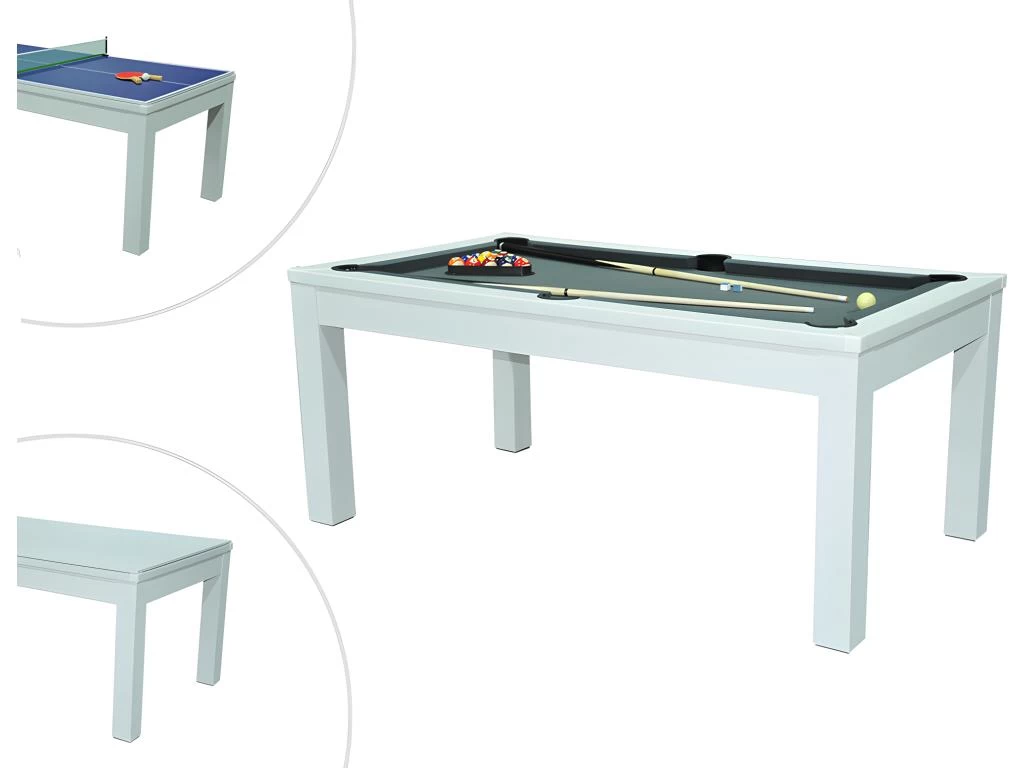 Table Transformable Blanche - Billard & Ping-pong - L182 X L102 X H80 Cm - HENK 5 Table Transformable Blanche - Billard & Ping-pong - L182 X L102 X H80 Cm - HENK – Image 3