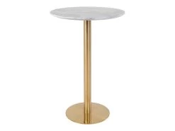 TYROL - Table Haute Ø70cm Aspect Marbré Et Pied Métal Doré