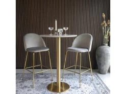 TYROL - Table Haute Ø70cm Aspect Marbré Et Pied Métal Doré -Magasin de meubles de restaurant meuble de bar 9853015