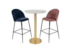 TYROL - Table Haute Ø70cm Aspect Marbré Et Pied Métal Doré -Magasin de meubles de restaurant meuble de bar 9853017