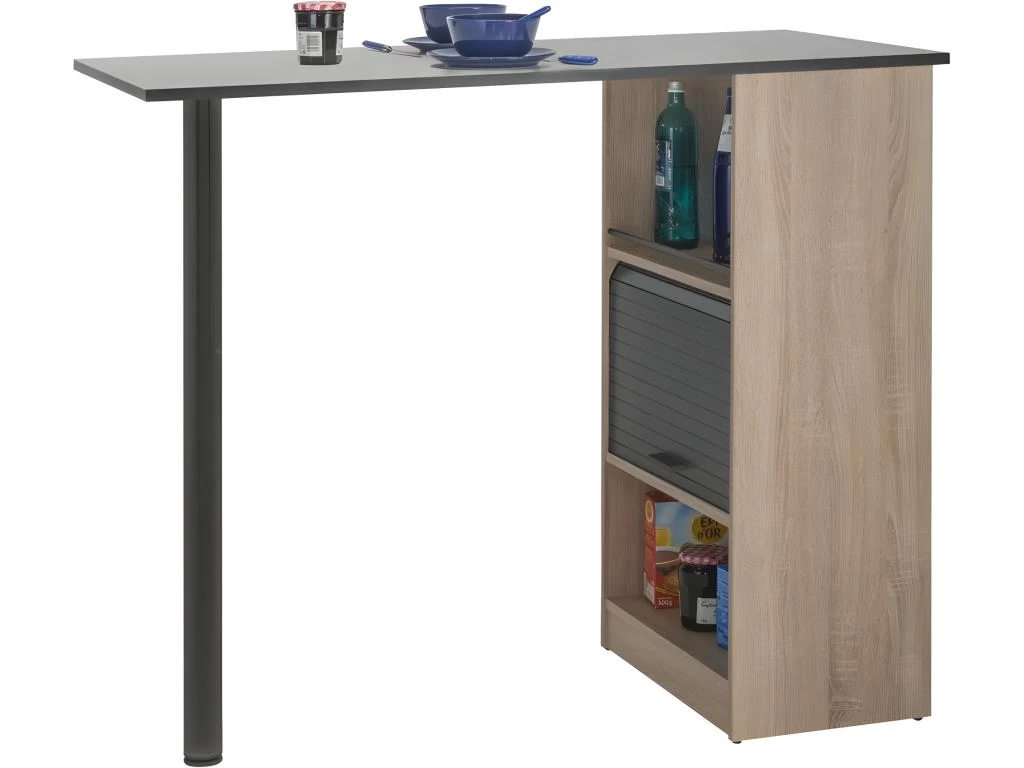 Meuble Rangement De Cuisine Chêne Avec Table - Coloris: Noir 3 Meuble Rangement De Cuisine Chêne Avec Table - Coloris: Noir