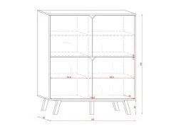 Buffet Haut Design Type Scandinave Collection AOMORI 4 Portes, Coloris Blanc Et Gris Mat -Magasin de meubles de restaurant meuble de cuisine 9544455