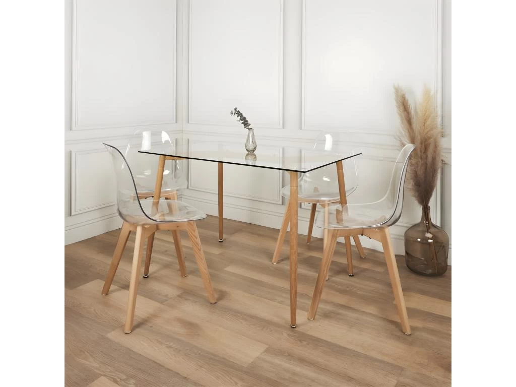 VERANA - Table Repas Rectangulaire Plateau En Verre 4 VERANA - Table Repas Rectangulaire Plateau En Verre – Image 2