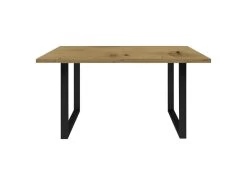 Table De Repas L140 Cm Plateau Chêne Pieds Luge Métal Noir - CORSE 02 -Magasin de meubles de restaurant table a manger 10031171