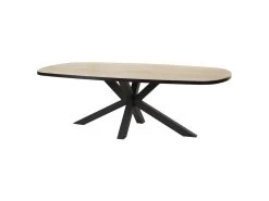 CEDRA - Table Repas Ovale 230cm Aspect Bois Piètement Métal