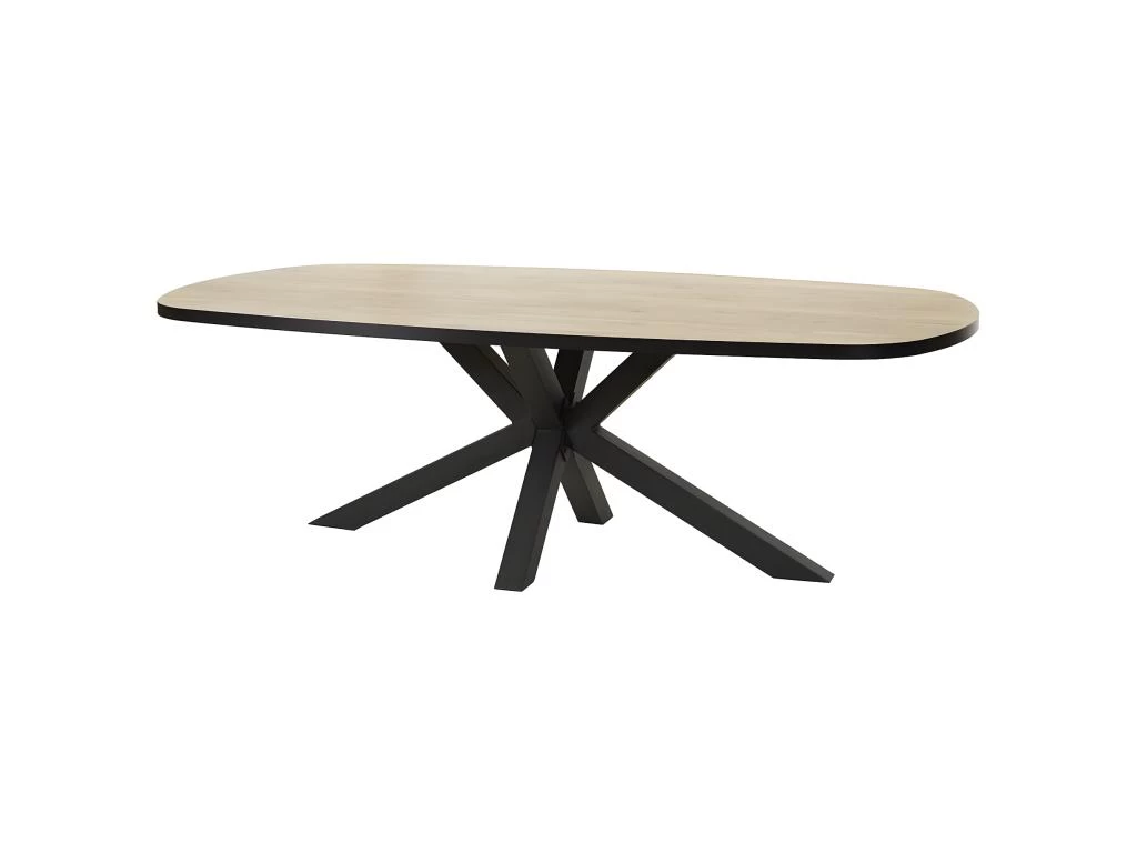 CEDRA - Table Repas Ovale 230cm Aspect Bois Piètement Métal 3 CEDRA - Table Repas Ovale 230cm Aspect Bois Piètement Métal
