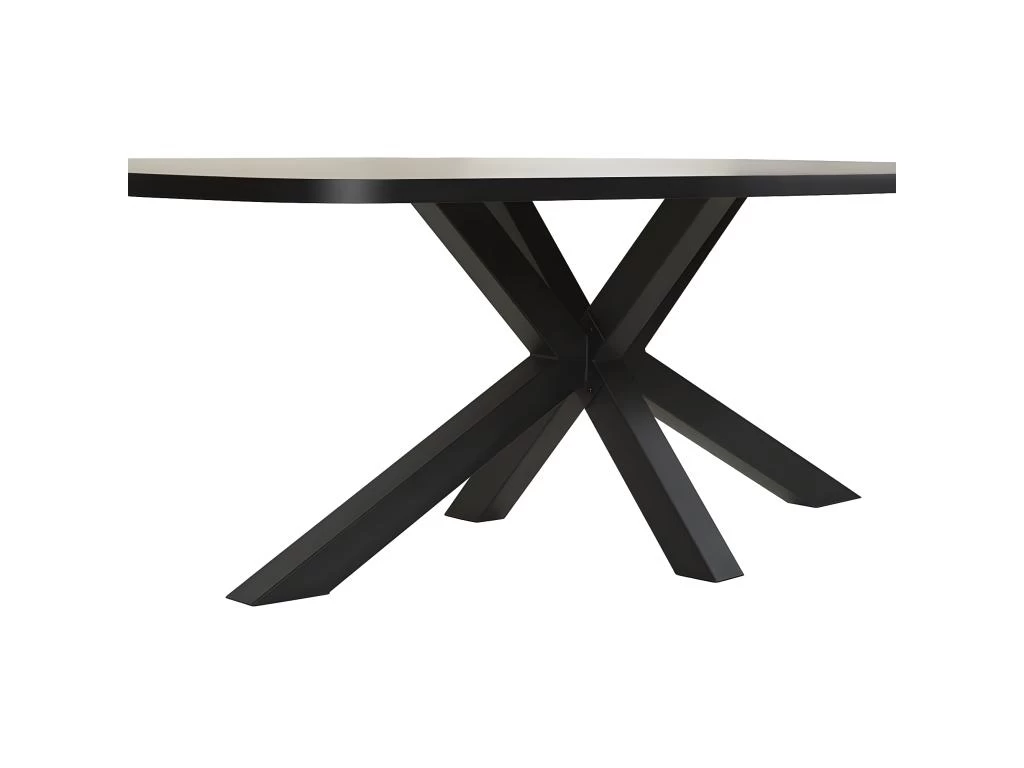 CEDRA - Table Repas Ovale 230cm Aspect Bois Piètement Métal 5 CEDRA - Table Repas Ovale 230cm Aspect Bois Piètement Métal – Image 3