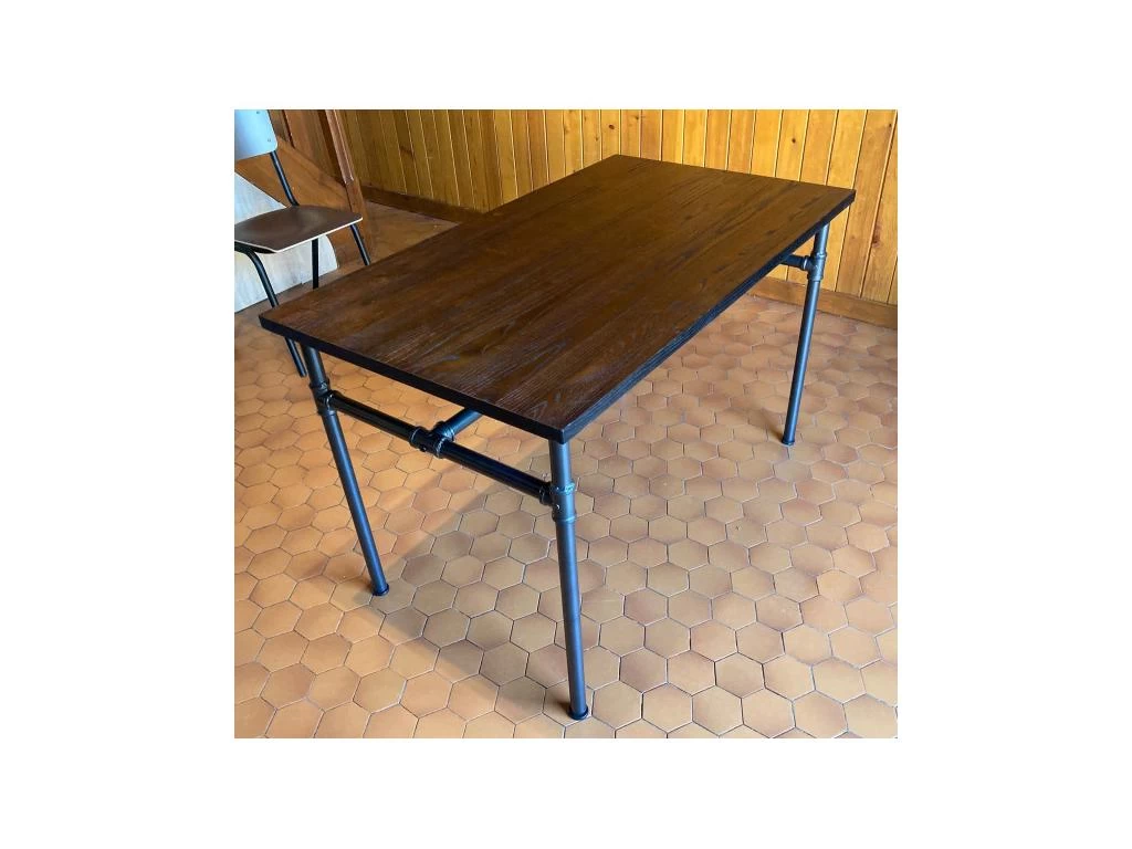 TUBES - Table De Repas Bois Et Acier 6 TUBES - Table De Repas Bois Et Acier – Image 4