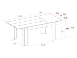 Table De Salle A Manger De 140cm Extensible 200cm, Couleur Shamal, 90.4x140.4/200.4x76.1cm -Magasin de meubles de restaurant table a manger 10035687