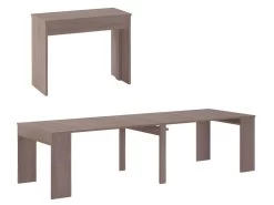 Table Console Extensible Avec Rallonges, Jusqu'a 300 Cm, Chene Fonce Brosse