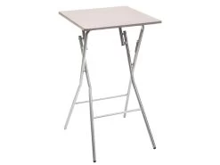 Table De Bar Pliante En Métal Coloris Taupe - L.60 X L.60 X H.103 Cm