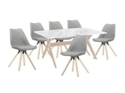 Table à Manger 6 Couverts En MDF Et Hêtre - Blanc Et Naturel Clair - SERANI 9 Table à Manger 6 Couverts En MDF Et Hêtre - Blanc Et Naturel Clair - SERANI -Magasin de meubles de restaurant table a manger 10135167