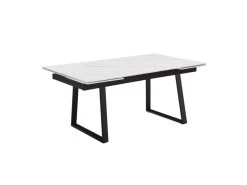 Table Extensible 160/240 Cm Céramique Blanc Marbré Pied Luge - NEVADA 02