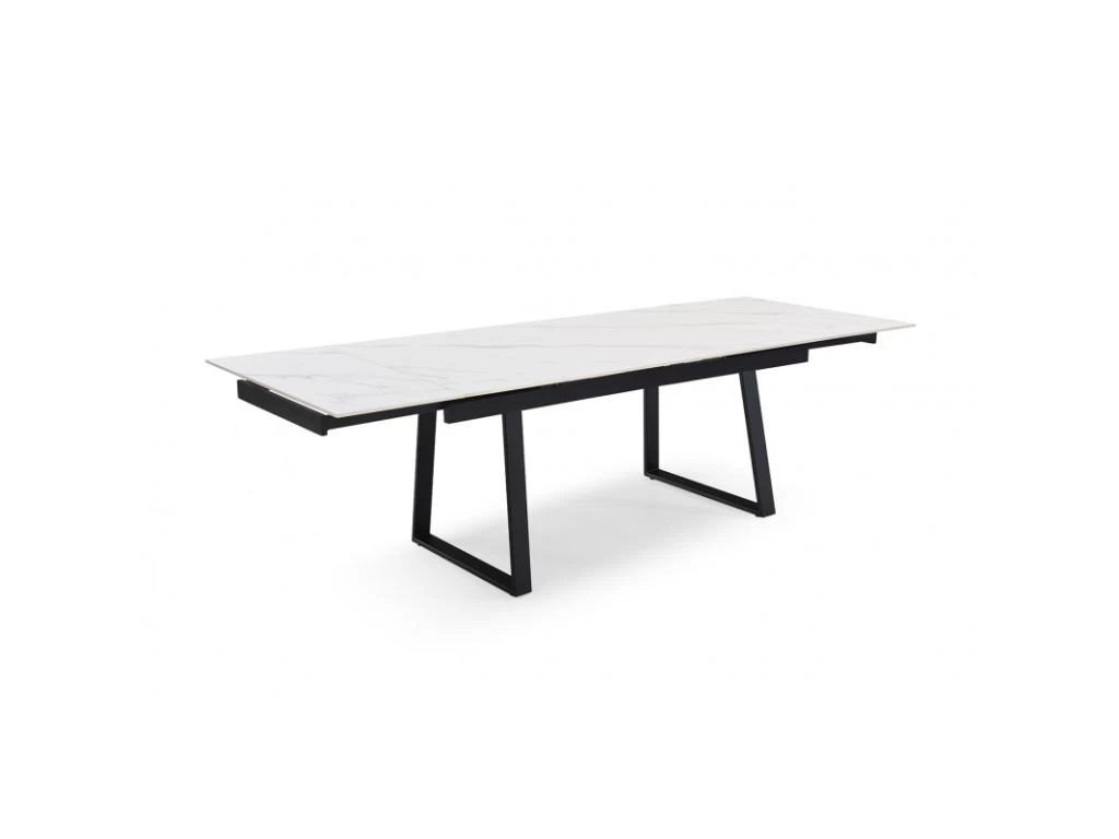 Table Extensible 160/240 Cm Céramique Blanc Marbré Pied Luge - NEVADA 02 4 Table Extensible 160/240 Cm Céramique Blanc Marbré Pied Luge - NEVADA 02 – Image 2
