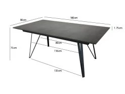 Table Extensible 180 à 230 Cm Gris Anthracite En Céramique - ONYX -Magasin de meubles de restaurant table a manger 10233899
