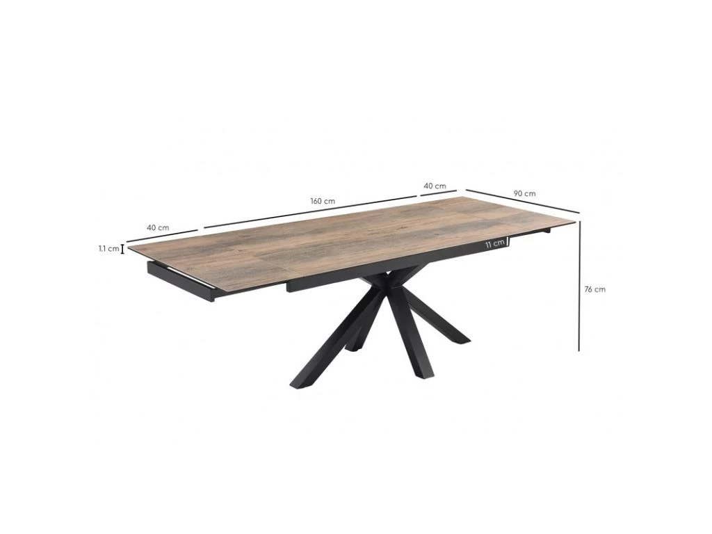Table Extensible 160/240 Cm Céramique Effet Bois Pied Croisé - TEXAS 04 6 Table Extensible 160/240 Cm Céramique Effet Bois Pied Croisé - TEXAS 04 – Image 4