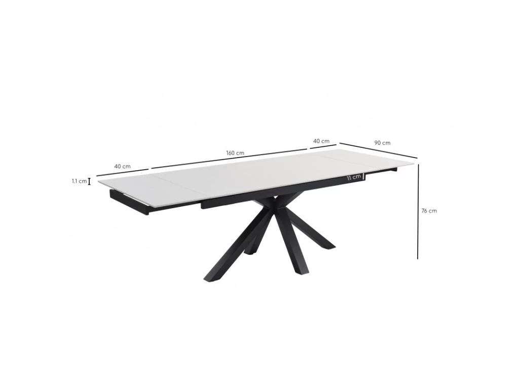Table Extensible 160/240 Cm Céramique Blanc Pied Croix - OREGON 04 6 Table Extensible 160/240 Cm Céramique Blanc Pied Croix - OREGON 04 – Image 4