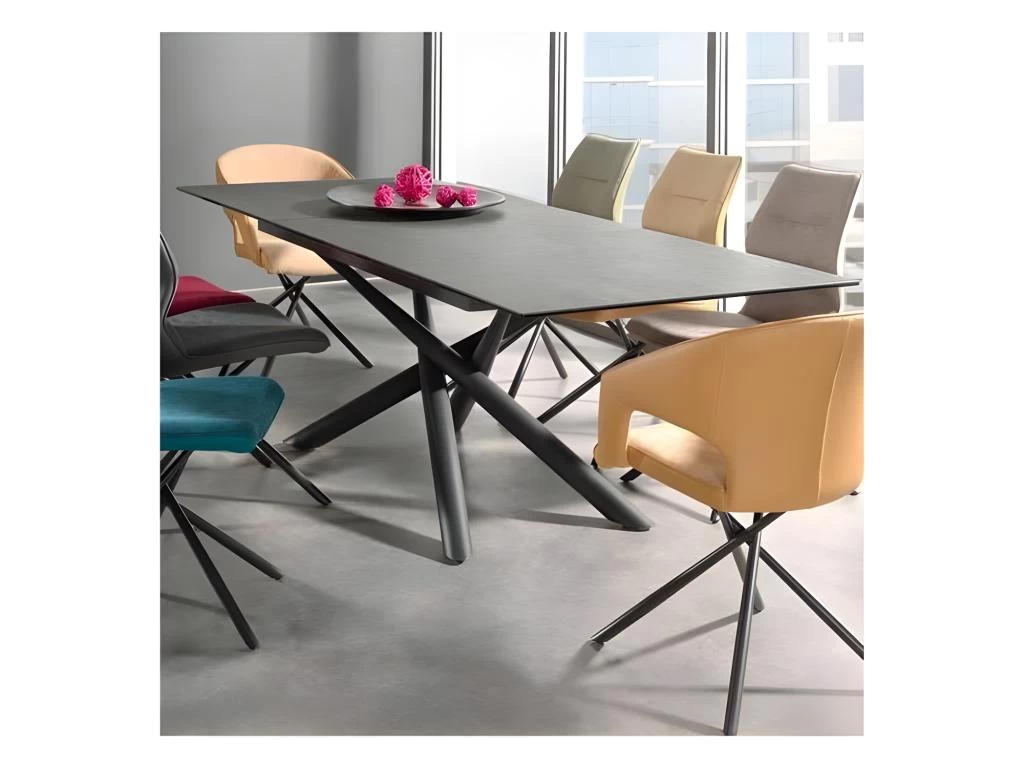 Table De Repas Extensible 160 à 200 Cm Plateau Céramique Gris - SPLENDIDE 4 Table De Repas Extensible 160 à 200 Cm Plateau Céramique Gris - SPLENDIDE – Image 2