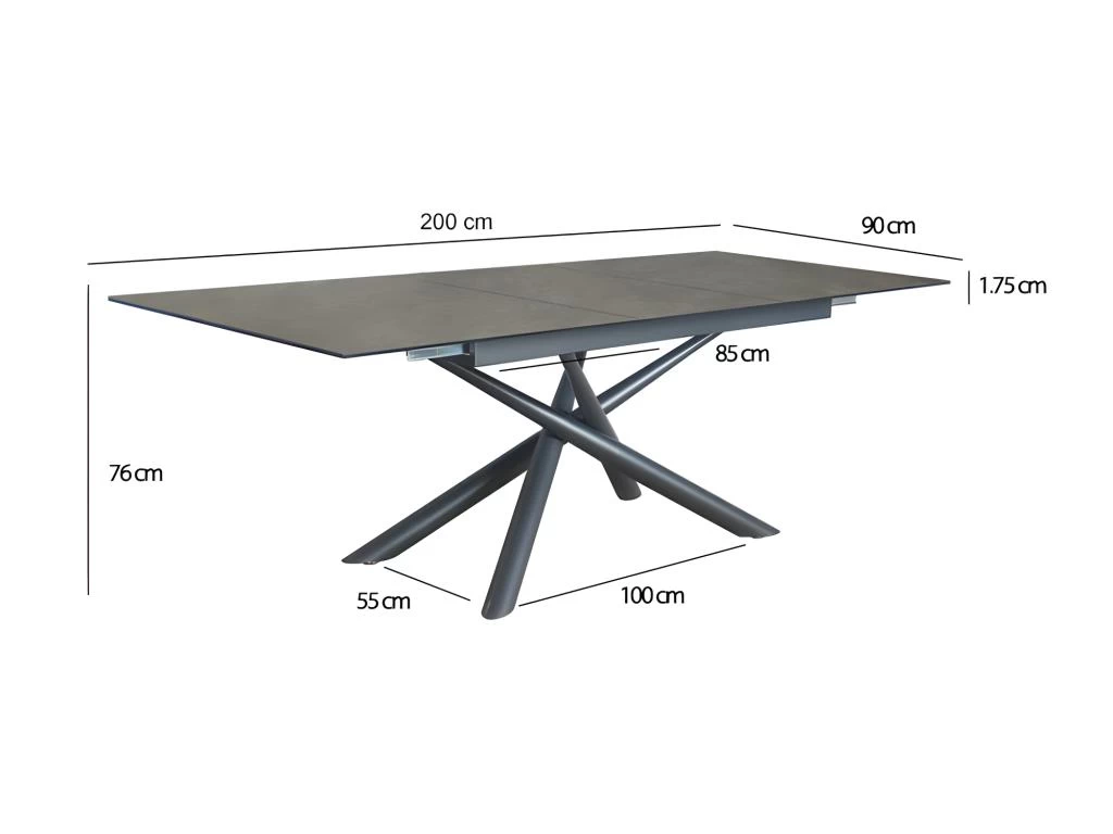 Table De Repas Extensible 160 à 200 Cm Plateau Céramique Gris - SPLENDIDE 7 Table De Repas Extensible 160 à 200 Cm Plateau Céramique Gris - SPLENDIDE – Image 5