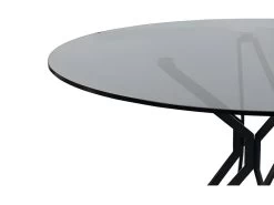 Table Ronde D.120 Cm Avec Plateau En Verre Fumé Pied Métal - VIKO -Magasin de meubles de restaurant table a manger 10346527