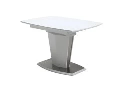 Table Extensible Blanche 120 à 160 Cm Pied Acier Brosser - DONA -Magasin de meubles de restaurant table a manger 10346641