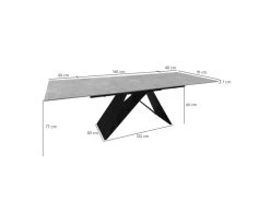 Table Extensible 160/240 Cm En Céramique Gris Clair Effet Béton - LIMA -Magasin de meubles de restaurant table a manger 10722075