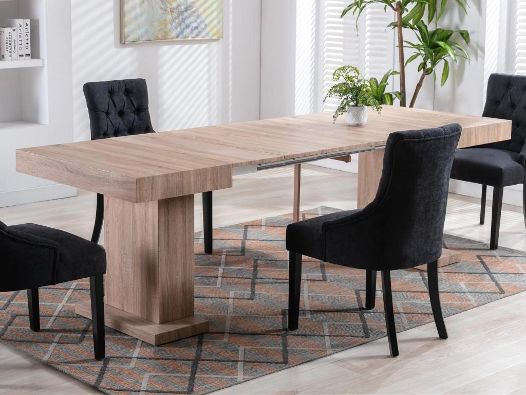 Table à Manger Extensible 4 à 10 Couverts En MDF - Naturel - MIROSLAV 4 Table à Manger Extensible 4 à 10 Couverts En MDF - Naturel - MIROSLAV – Image 2