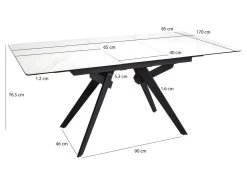 Table De Repas Extensible 130/170 Cm Céramique Blanc Marbré - LAUREL 11 Table De Repas Extensible 130/170 Cm Céramique Blanc Marbré - LAUREL -Magasin de meubles de restaurant table a manger 10880469