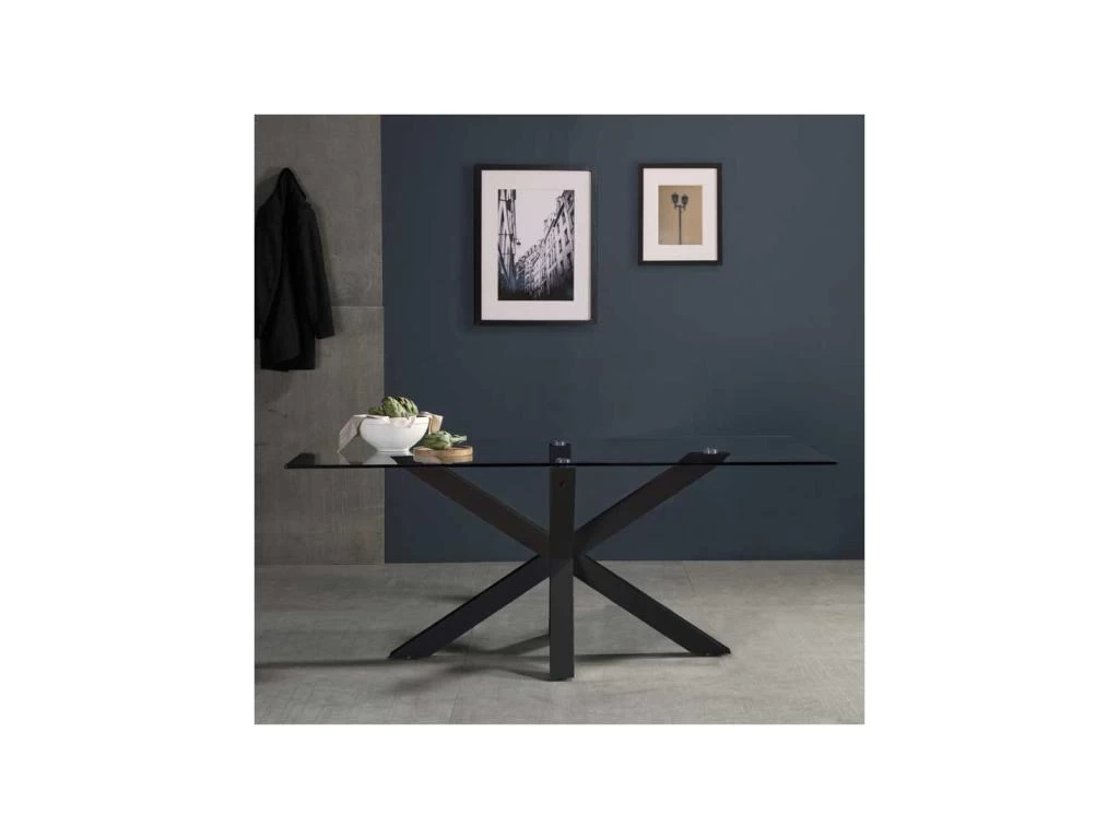 Table De Repas Rectangulaire Verre/Métal - USHKA 4 Table De Repas Rectangulaire Verre/Métal - USHKA – Image 2