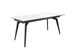 Table Extensible Céramique Blanc 160/210 Cm Et Métal Noir - CAMILIA