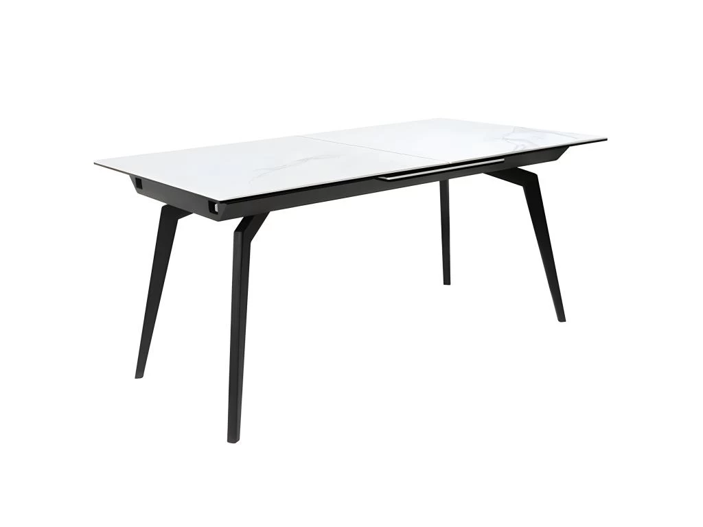 Table Extensible Céramique Blanc 160/210 Cm Et Métal Noir - CAMILIA 3 Table Extensible Céramique Blanc 160/210 Cm Et Métal Noir - CAMILIA