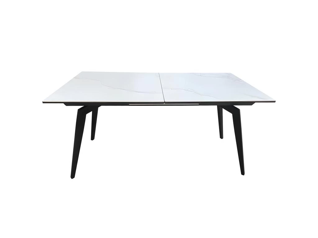 Table Extensible Céramique Blanc 160/210 Cm Et Métal Noir - CAMILIA 4 Table Extensible Céramique Blanc 160/210 Cm Et Métal Noir - CAMILIA – Image 2