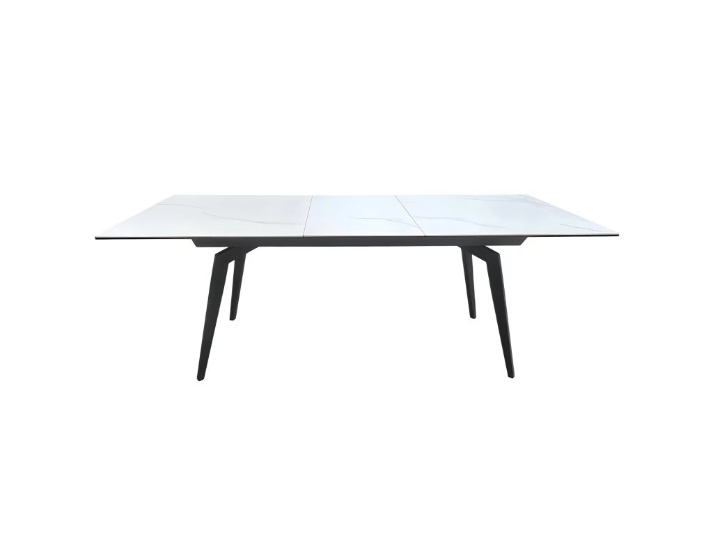 Table Extensible Céramique Blanc 160/210 Cm Et Métal Noir - CAMILIA 5 Table Extensible Céramique Blanc 160/210 Cm Et Métal Noir - CAMILIA – Image 3