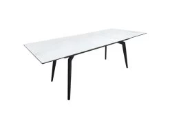 Table Extensible Céramique Blanc 160/210 Cm Et Métal Noir - CAMILIA 11 Table Extensible Céramique Blanc 160/210 Cm Et Métal Noir - CAMILIA -Magasin de meubles de restaurant table a manger 11149959