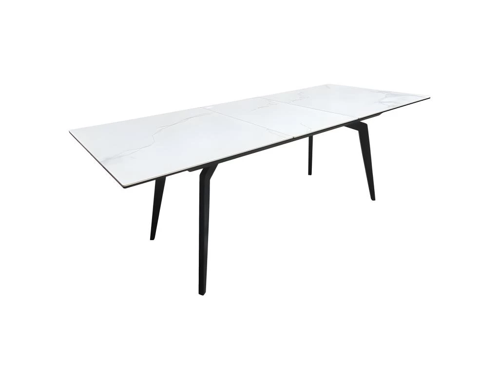 Table Extensible Céramique Blanc 160/210 Cm Et Métal Noir - CAMILIA 7 Table Extensible Céramique Blanc 160/210 Cm Et Métal Noir - CAMILIA – Image 5