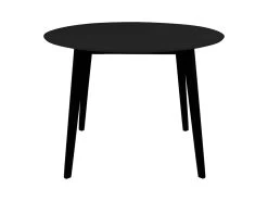 GRAM - Table Repas Ronde 105cm Noire Piètement Hévéa