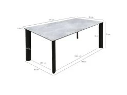Table De Repas 175 Cm En Céramique Gris Marbré Et Pieds Métal - TULYNE -Magasin de meubles de restaurant table a manger 11158261