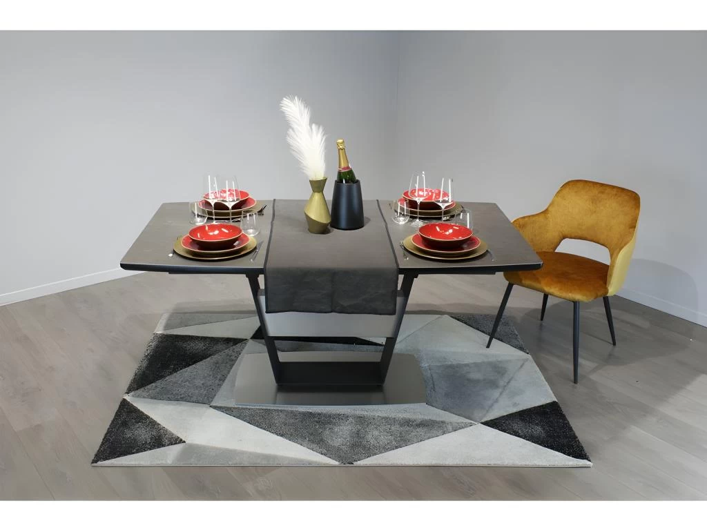 Table De Repas Extensible 160 / 210 Cm En Céramique Gris - DIVINE 4 Table De Repas Extensible 160 / 210 Cm En Céramique Gris - DIVINE – Image 2