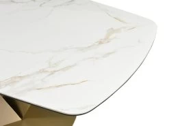 Table à Manger 6 Couverts En Céramique Et Métal - Effet Marbre Blanc Et Doré - PORELIMA De PASCAL MORABITO -Magasin de meubles de restaurant table a manger 11199867