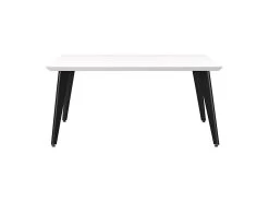 Table De Salon Ou De Salle à Manger Fixe Couleur Blanche Et Pieds En Métal - Venprodin